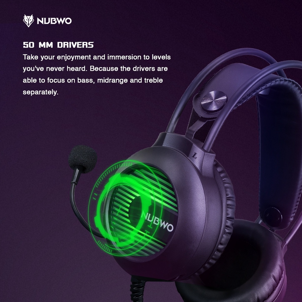 Nubwo N2 Pro Headset Gaming หูฟังเกมมิ่ง หูฟัง Stereo หูฟังคอม มีไฟ LED 7 สี