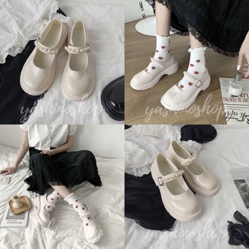 D10 [ส่งของทุกวันจาก กทม.] รองเท้าคัชชูสายมุก