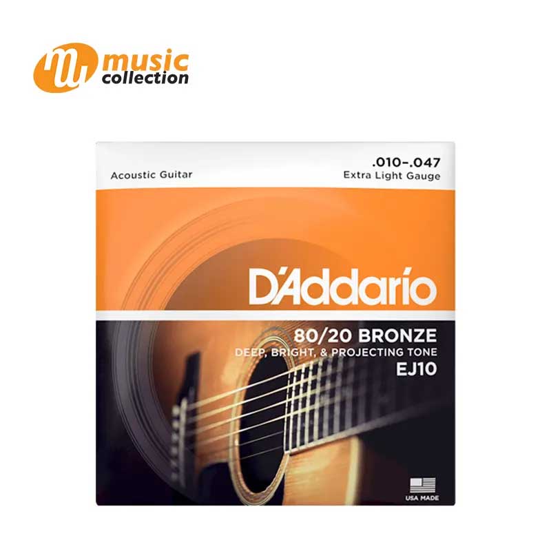 สายกีตาร์โปร่ง D'ADDARIO EJ10 80/20 BRONZE 010-047