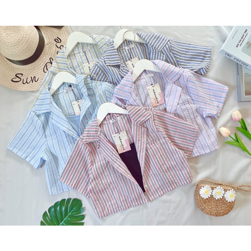 ✅ งานป้าย ✅ เฉพาะเสื้อตัวนอก ❤️ Diiz’s ❤️ Seer shirt เสื้อครอป เชิ้ต คอฮาวาย