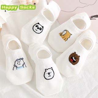 【Happy Socks】ถุงเท้าข้อสั้น แบบบาง ระบายอากาศได้ดี ลายการ์ตูนอนิเมะ สําหรับผู้หญิง