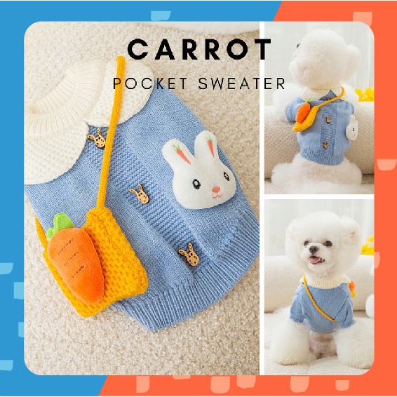 [ พร้อมส่ง] ชุดกันหนาวสัตว์เลี้ยง Carrot Pocket Sweater ชุดแมว ชุดหมา ชุดสัตว์เลี้ยง ชุดสุนัข ชุดแมวน่ารัก