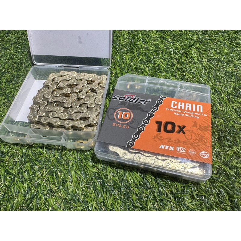 โซ่ทอง SOLDIER 116 ข้อ พร้อมข้อต่อโซ่ปลดเร็ว (โซ่สีทอง) 6/7/8S/9S/10S/11S - รูปที่ 5