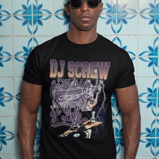 เสื้อยืดพิมพ์ลายแฟชั่น เสื้อยืด DJ Screw สไตล์วินเทจ 4 life bootleg tee 90s BYTE CNEL