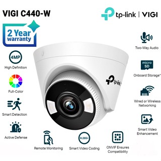 ⚡️กล้องวงจรปิดไร้สาย⚡️TP-LINK (VIGI C440-W) VIGI 4MP Full-Color Wi-Fi Turret Network Camera