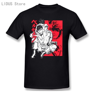 เสื้อคนอ้วน แฟชั่นญี่ปุ่นอะนิเมะ Berserk เสื้อยืดผู้ชายผ้าฝ้าย 100% Guts แขนสั้นเสื้อยืดมังงะ Gattsu Tee เสื้อผ้า Slim F