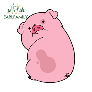 Earlfamily สติกเกอร์ไวนิล ลายการ์ตูนหมู สําหรับติดตกแต่งรถยนต์ หมวกกันน็อค แล็ปท็อป กระเป๋าเดินทาง ขนาดเล็ก 13 ซม. x 10.3 ซม.