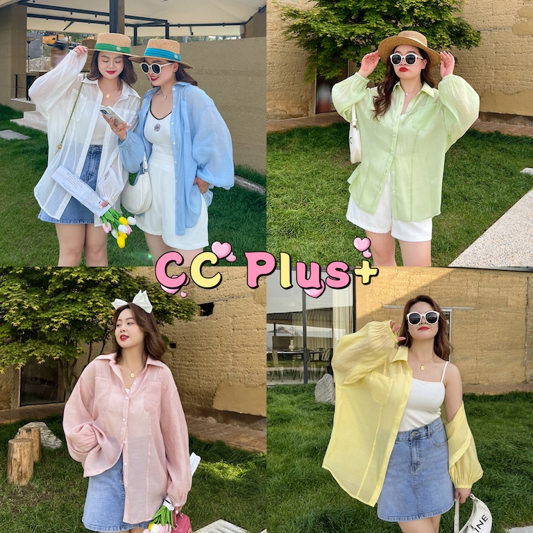 CiCi Plus+(3029) Basic Shirts เสื้อเชิ้ตโอเวอร์ไซส์ ดีเทลปลายแขนจั๊ม สำหรับสาวอวบคิ้วท์ๆสไตล์เกา