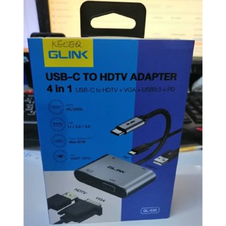 ตัวแปลง GLINK GL-030 USB-C TO HDTV ADAPTER 4 in 1 USB-C TO HDTV +VGA +USB3.0 +PD