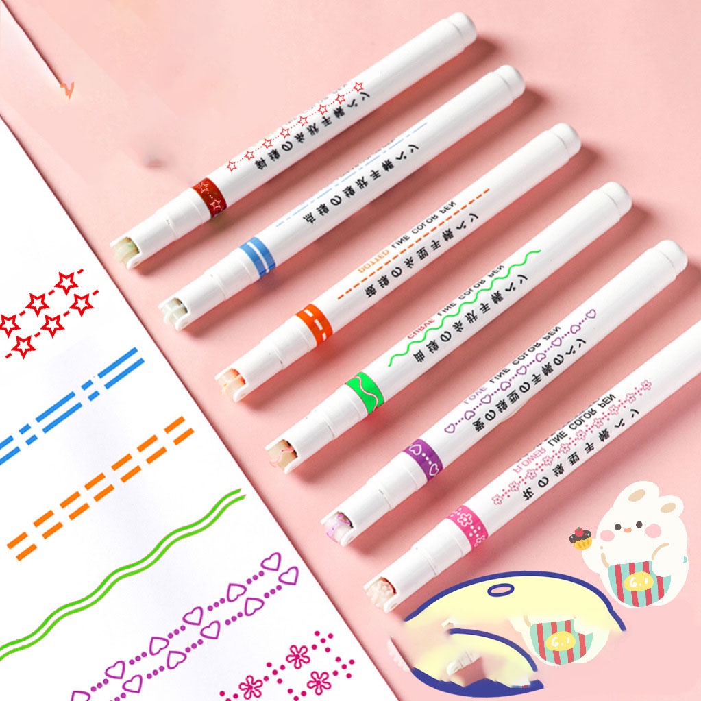 ปากกามาร์กเกอร์ ไฮไลท์ หลายสี 6 ชิ้น เครื่องเขียน