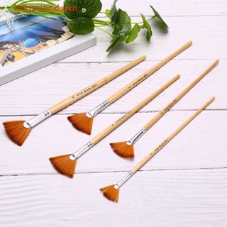 [Initiationdawn] 5pcs Fan Shape Gouache Paing Pen Nylon Hair Paint Brush Drawing Art Supplies