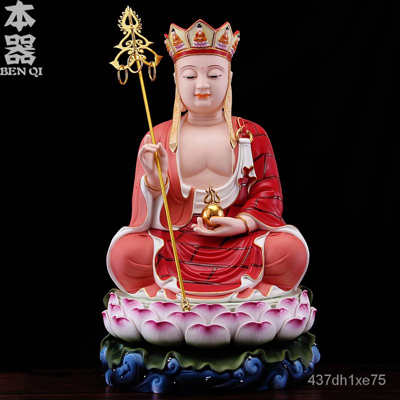 อุปกรณ์นี้  โลกร้านพระโพธิสัตว์พระพุทธรูปบ้านบูชา Jizo รูปปั้น Sama Trinity นั่งอยู่บนดอกบัว Jizo เค