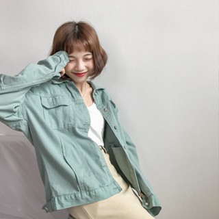 พร้อมส่ง 🌈 C18111 Pastel Denim jacket Korea Jacket  เสื้อยีนส์แจ็คเกท สีmintgreen งานดีมาก