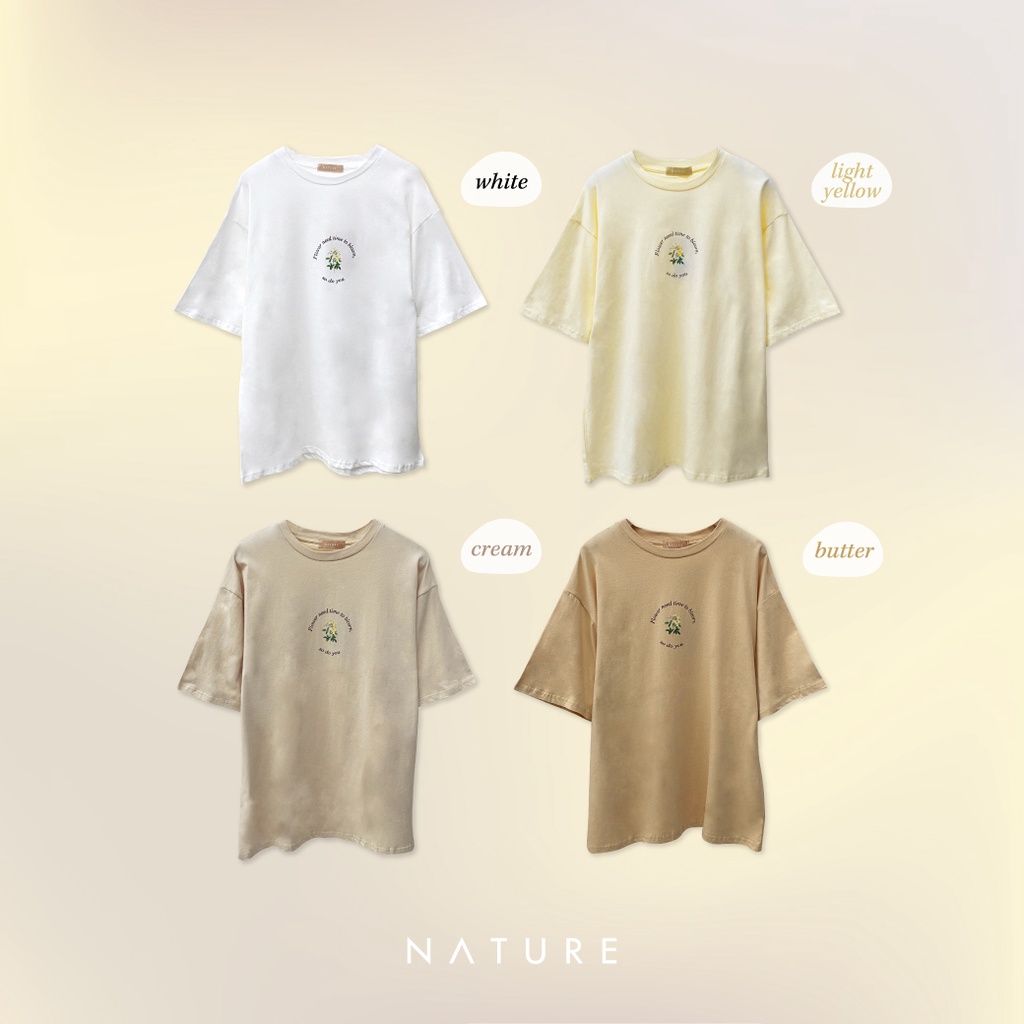 🤎ลด 𝟲𝟬.-พิมพ์ NTBCTT🤎nature.bkk -  TSN4057 flower time oversize เสื้อโอเวอร์ไซส์ฟลาวเวอร์ไทม์