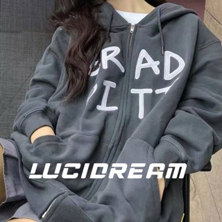 LUCIDREAM  เสื้อกันหนาว เสื้อแขนยาว เสื้อกันหนาว ผู้หญิง 2022สินค้ามาใหม่ เกาหลี ใส่สบายๆ ทรงหลวม สไตล์สปอร์ต ทันสมัย พิเศษ ทันสมัย สบาย WT220146-Dark Gray -XL 36Z230909