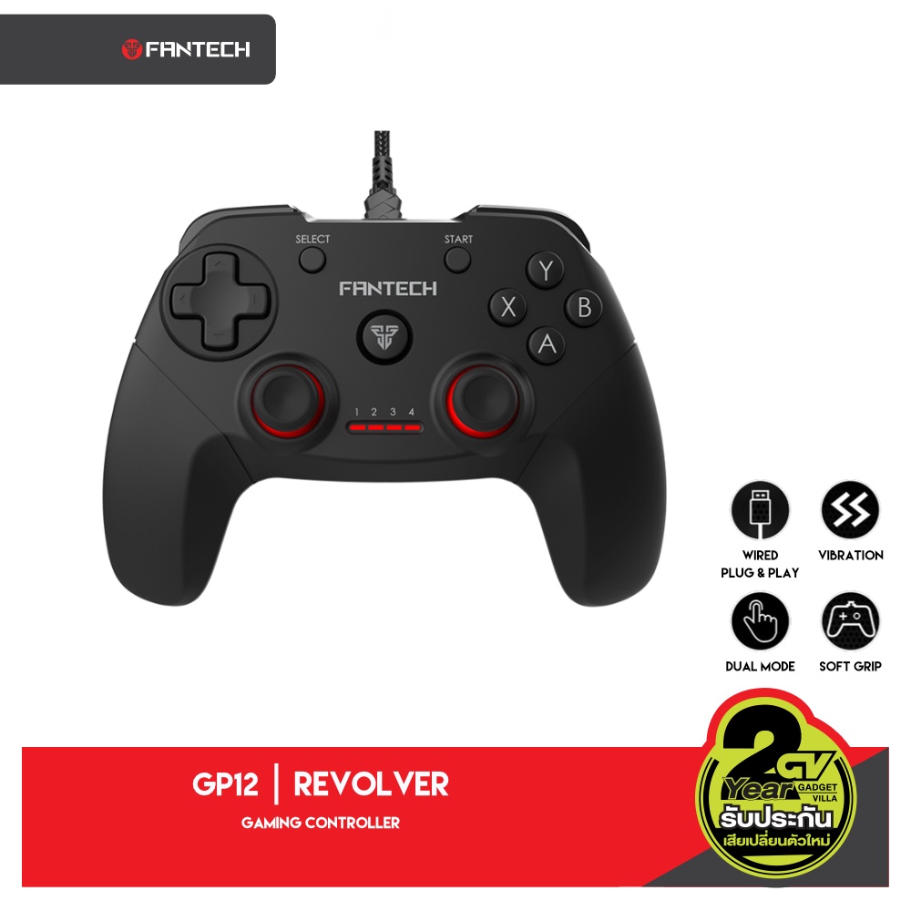 FANTECH GP12 Gaming Controller จอยเกมมิ่ง joystick ระบบ X-input รูปทรงสไตล์ สำหรับ PC