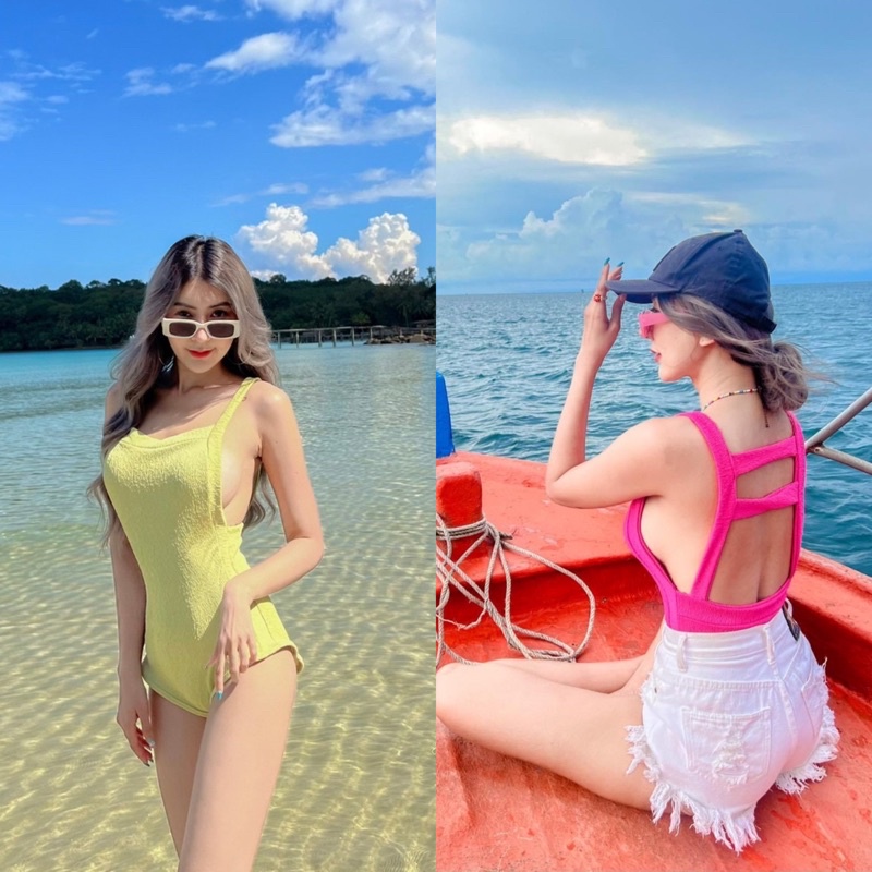 Teera❤️พร้อมส่ง✨𝐉𝐢𝐧𝐧𝐲 𝐒𝐰𝐢𝐦𝐬𝐮𝐢𝐭💘บอดี้สูทสายคาดหลัง ผ้ายืดหยุ่น ทริปทะเลต้องมี‼️