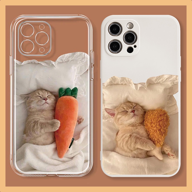 เคสโทรศัพท์มือถือ กันกระแทก ลายแมวแครอท สําหรับ Iphone 13 Pro 11 Pro Max Xr 6s 7 8 Plus 12 Mini 14 Xs Max