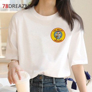 เสื้อวินเทจผญ los pollos hermanos ฤดูร้อนด้านบนผู้ชายความงามกราฟิกเสื้อยืดวินเทจญี่ปุ่น ulzzang เสื้อผ้าคาวาอี้