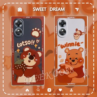 เคสโทรศัพท์มือถือแบบนิ่ม TPU ลายการ์ตูนหมีสตรอเบอร์รี่น่ารัก สําหรับ OPPO A17 A77S A57 A96 A76 4G A77 5G Reno 8 8Z 8Pro 7 7Z 7Pro Reno8 Reno7 Z Pro