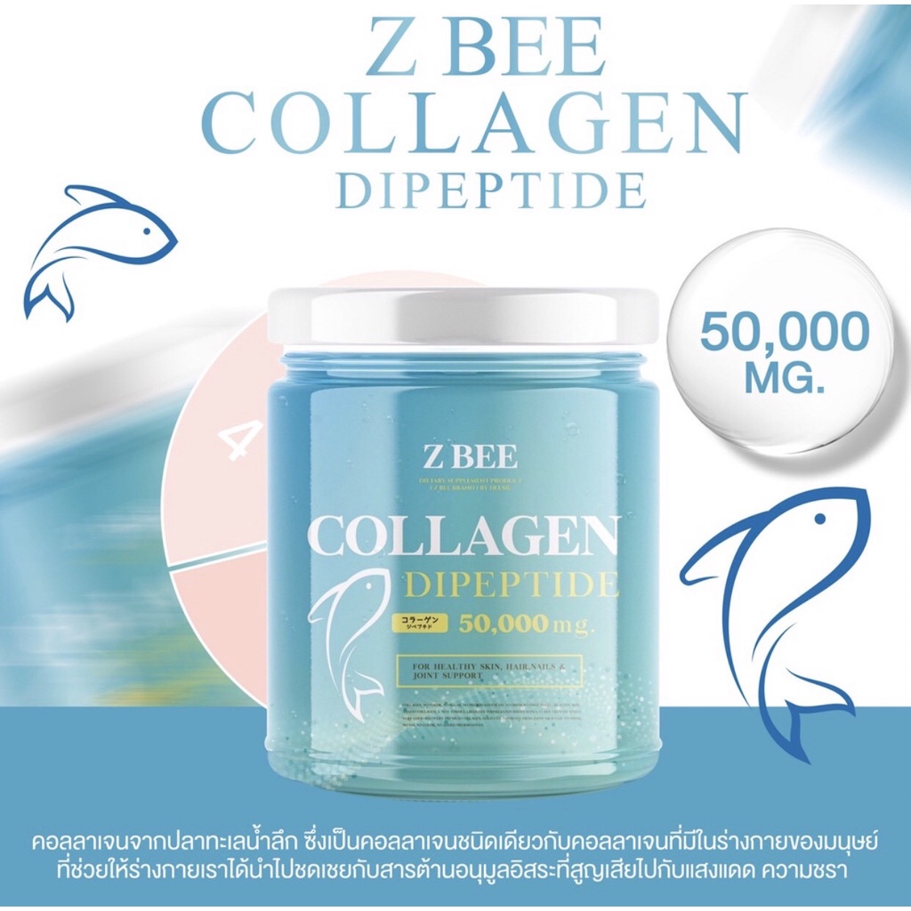 คอลลาเจน 50,000mg ผิวเปล่งปลั่ง ลด ฝ้า กระ ริ้วรอย กินตัวเดียวจบ (Z BEE Collagen)