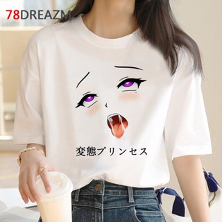 เสื้อยืดเด็กผช ahegao top tees ชาย ฮาราจูกุ คาวาอี้ ฮาราจูกุ คู่รัก 2022 เสื้อยืดคอกลมสบาย ๆ ฮาราจูกุ คาวาอี้