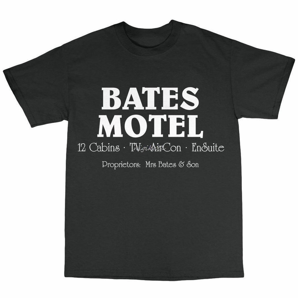 เสื้อยืดผู้ชาย Bates Motel แรงบันดาลใจ Psycho Alfred Hitchcock สยองขวัญ 2022 Casual O-คอพิมพ์ผ้าฝ้าย