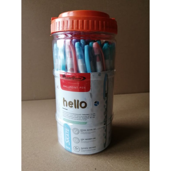 ปากกา​ QuanTum​ hello หมึก​สีน้ำเงิน​ 0.5​ มม.​ 1​ กระปุก​ มี​ 50​ ด้าม​