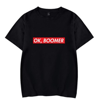 เสื้อผ้าผชWawni เสื้อยืดแฟชั่น พิมพ์ลายตัวอักษร Ok BoomerS-5XL