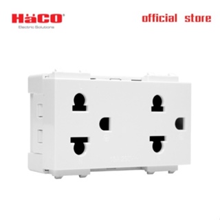 HACO เต้ารับ 3 ขาคู่ 16A 250V สีขาว เทา ดำ Duplex 3 pin Euro-American socket รุ่น IC-E233