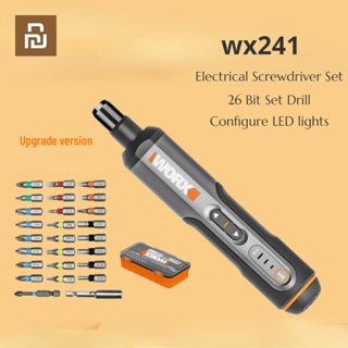 Youpin Worx 4V ชุดไขควงไฟฟ้า ขนาดเล็ก WX241 ไขควงไฟฟ้าไร้สาย ที่จับชาร์จ USB พร้อมดอกสว่าน 26 ชุด