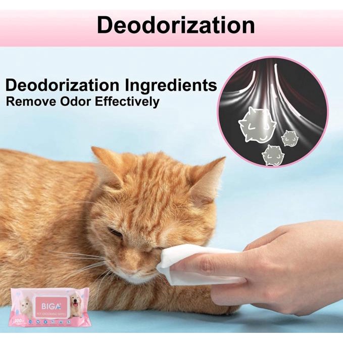 ผ้าเปียกเช็ดทำความสะอาดหมาแมว สัตว์เลี้ยง Biga pet grooming wipes