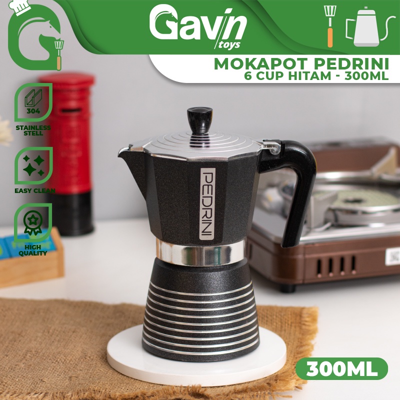 Mokapot Pedrini Infinity 6 Cup Black - เครื่องชงกาแฟ Moka Pot 300ml