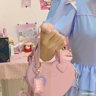 🔥ราคาถูกที่สุด🔥ANMNAkK ชีสทอฟฟี่โฮมเมด Sweet Messenger กระเป๋า Fun Peach Heart กระเป๋าถือ Mini Phone Bag