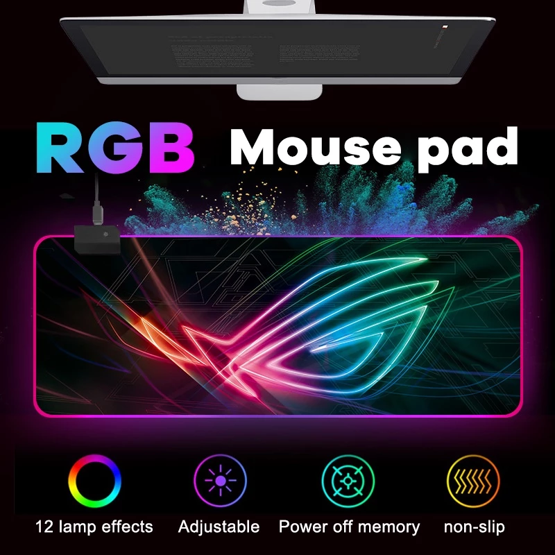 แผ่นรองเม้าส์ RGB 300x800x4มม Mouse Pad แผ่นรองเม้าส์สำหรับเล่นเกมส์ With Lights 7colors