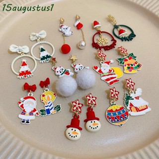 AUGUSTUS Christmas Stud Earrings Winter For Girls Elegant Christmas Tree Snowman Bow Bear Snowflower Drop Earrings