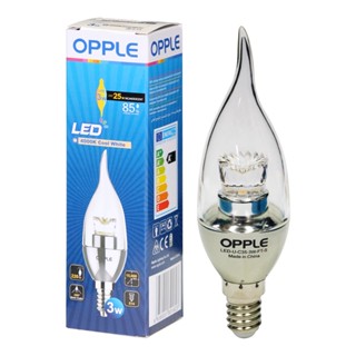 Opple หลอดไฟเปลวเทียนใส LED 3W แสงคลูไวท์ (CW) E14