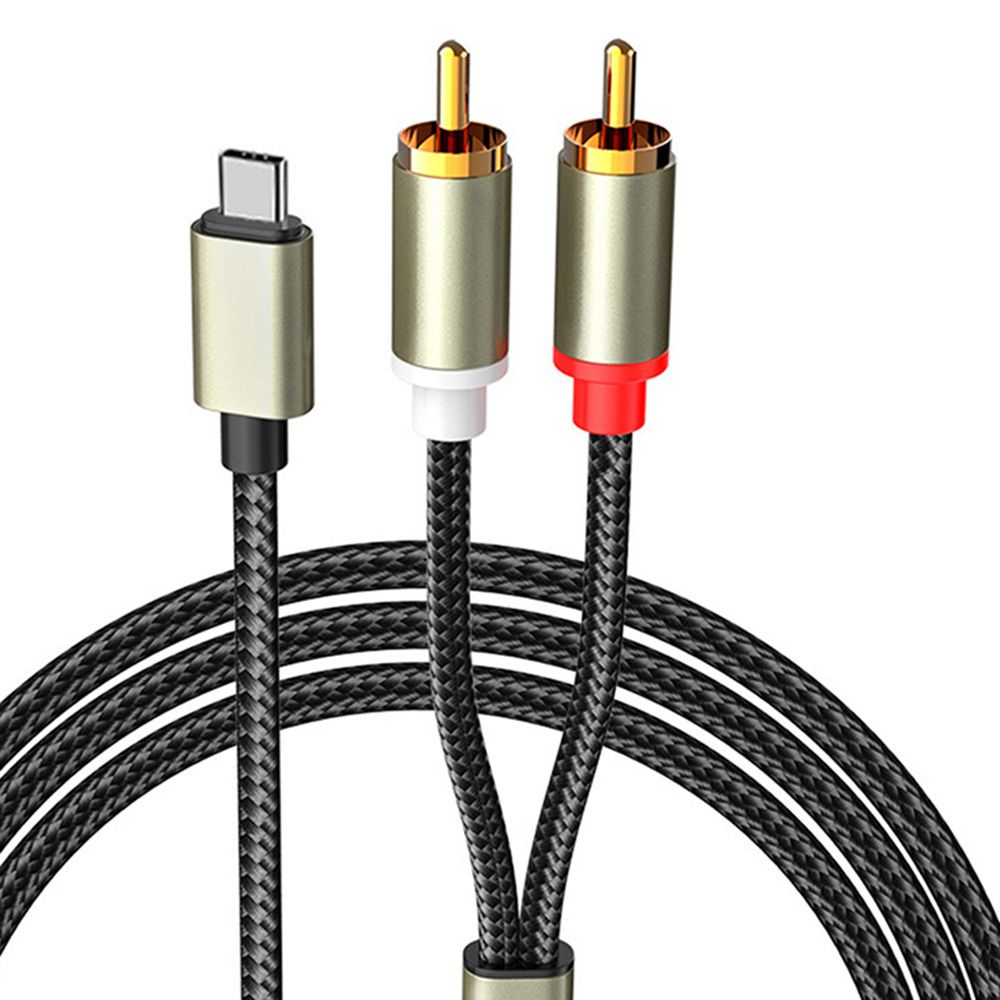 ⊕Type C To RCA Audio Cable 2 RCA Aux Cord Converter USB C Audio Line for Lapp Mobile Phone Speaker Amplifier 1m #5