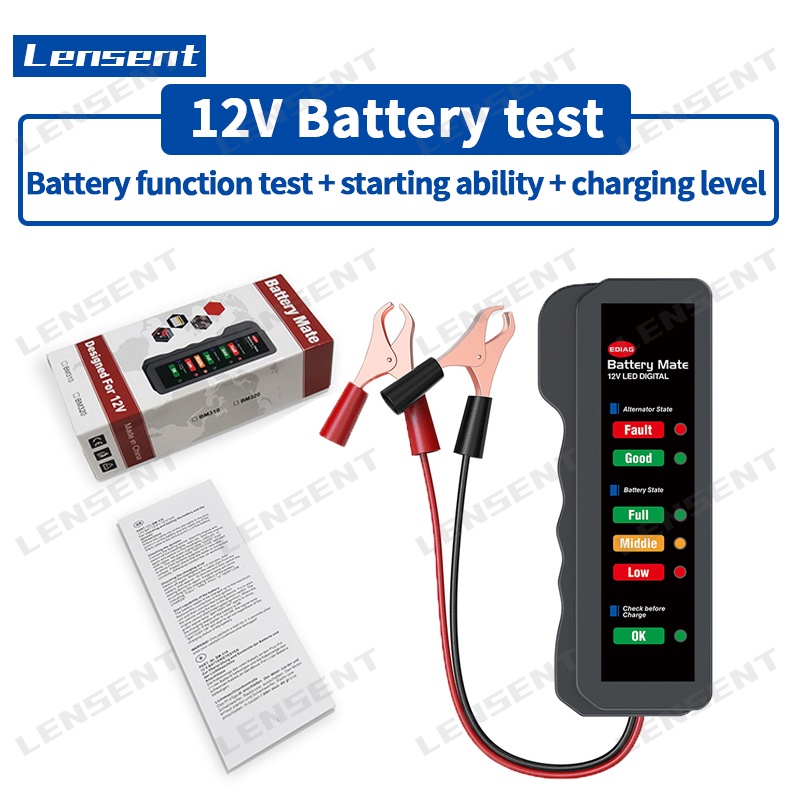 Lensent BM310 เครื่องทดสอบแบตเตอรี่รถยนต์ รถจักรยานยนต์ 12V