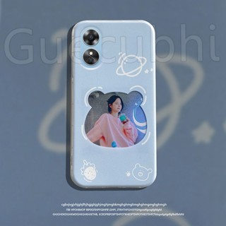 เคส OPPO A17 2022 รูปหมีน่ารัก DIY กรอบรูป การออกแบบ ใส นิ่ม ซิลิโคน เคสโทรศัพท์ OPPO A17 เคส