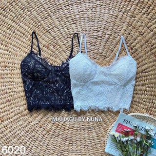 👚sopa_shop👚 บลาลูกไม้ สายเดี่ยวเสริมฟอง ผ้าลูกไม้ มีซับใน