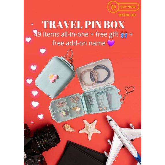 TRAVEL PIN BOX Box+Brooch BROOCH BOX BEKAS PIN TUDUNG HADIAH HARI GURU TEACHERS DAY HARI IBU MOTHERS