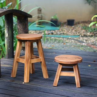 SiamMandalay Wood Stool เก้าอี้ไม้ ที่นั่งทรงกลม งานไม้ ตกแต่งบ้าน ไม้จามจุรี