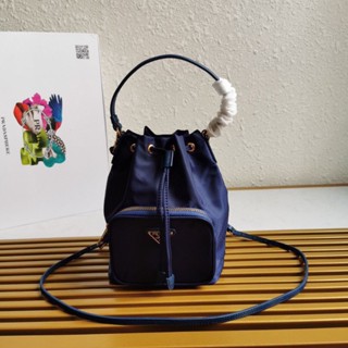 Prada Nylon bucket bag Dark blue GHW