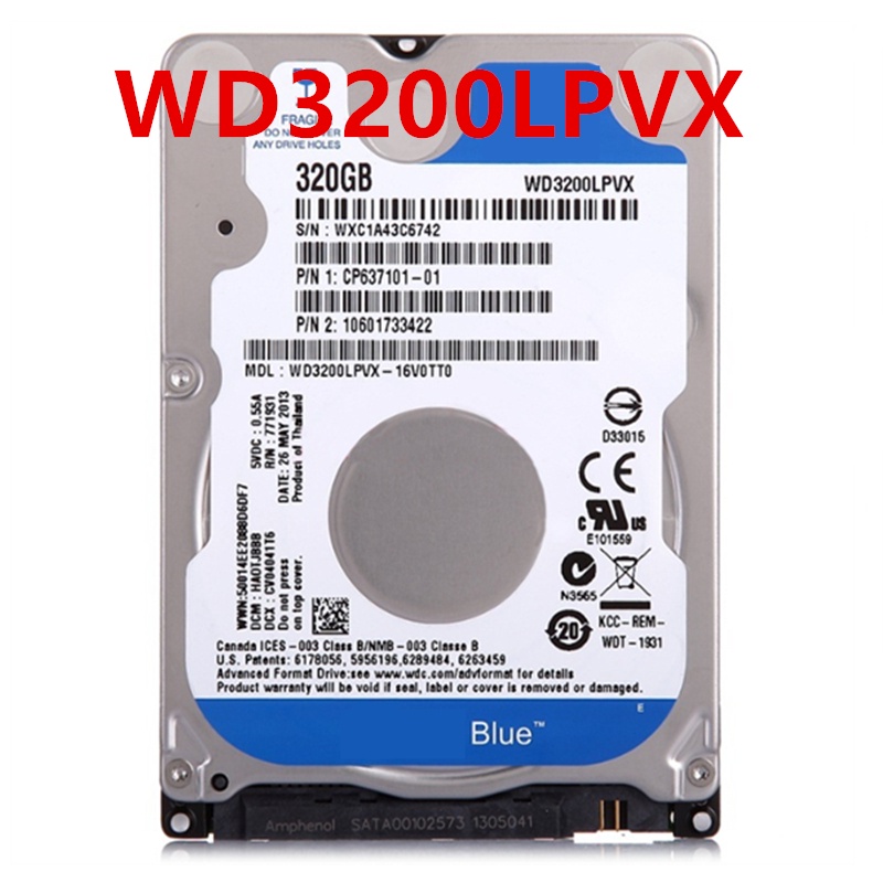 ราคาต่ำสุดNew Original HDD For WD 320GB 2.5" SATA 3 Gb/s 8MB 5400RPM 9.5MM For Internal Hard Disk For Notebook HDD #7
