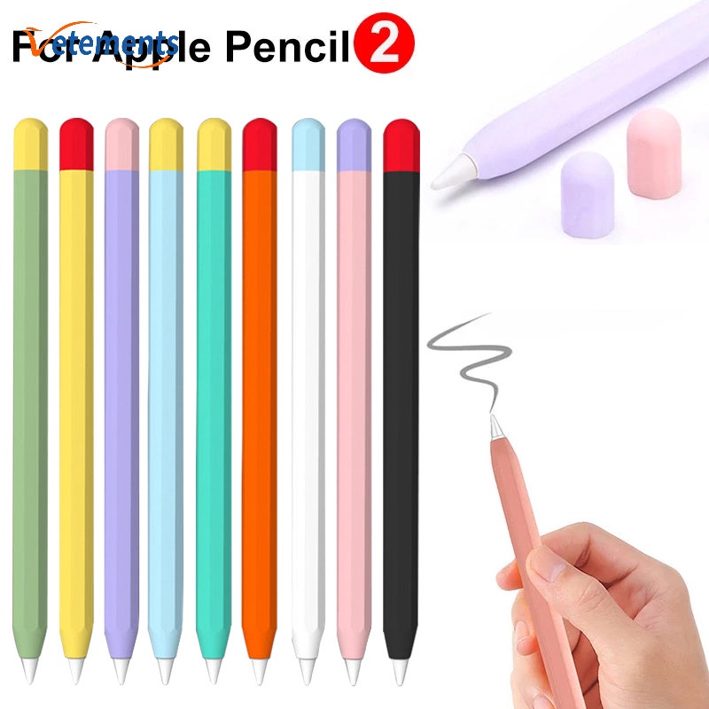 เคสปากกาสไตลัส แท็บเล็ต ซิลิโคนนุ่ม สองสี / เคสป้องกัน กันตก ป้องกันการสูญหาย แบบเต็มรูปแบบ สําหรับ Apple Pencil รุ่นที่ 2