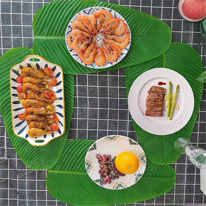 🔥ใบตองปลอม ใบตองเทียม ใบตองพลาสติก ใบตองเสมือนจริง แผ่นปูใบตองจำลอง ใบตอง ใบกล้วยปลอม ใบตองรองอาหาร ใบกล้วย - รูปที่ 7