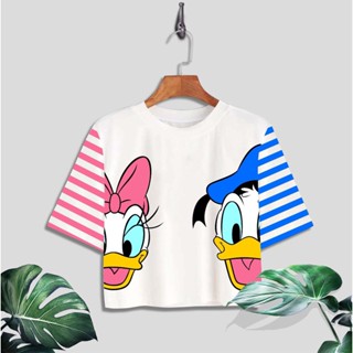 เสื้อยืดผ้าฝ้าย พิมพ์ลาย Donald DAISY CROP โอเวอร์ไซซ์ 30s สําหรับผู้หญิง ผู้ใหญ่