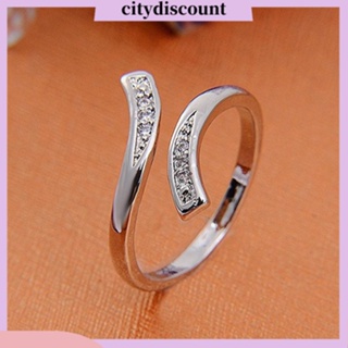 &lt;citydiscount&gt;  Womens Natural Silver Adjustable Size แหวนปรับได้