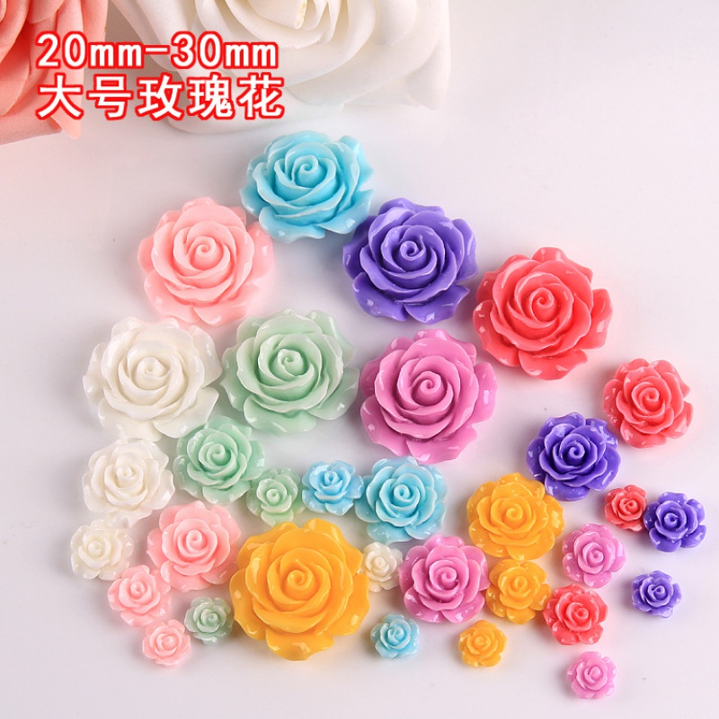 กิ๊บติดผมเรซิ่น รูปดอกกุหลาบ ขนาดใหญ่ 20-30 มม. DIY อุปกรณ์เสริม สําหรับทําผม